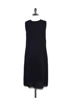 Donna Karan - Black Silk Beaded Shift Dress Sz 4