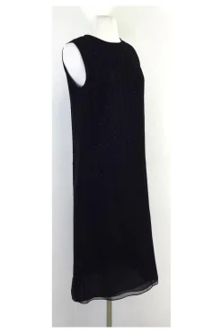 Donna Karan - Black Silk Beaded Shift Dress Sz 4