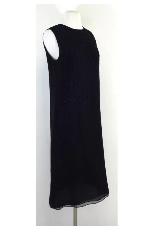Donna Karan - Black Silk Beaded Shift Dress Sz 4