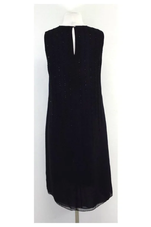 Donna Karan - Black Silk Beaded Shift Dress Sz 4
