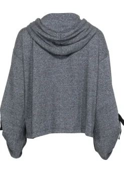 Donna Karan - Charcoal Zip-Up Hoodie w/ Wide Tied Sleeves Sz S