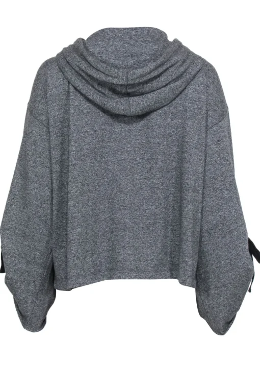Donna Karan - Charcoal Zip-Up Hoodie w/ Wide Tied Sleeves Sz S