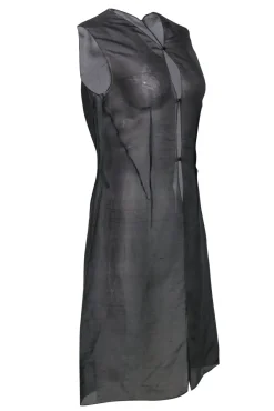 Donna Karan - Greenish Gray Sheer Long Silky Vest Sz 10