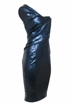 Donna Karan - Navy Sequins One Shoulder Dress Sz 6