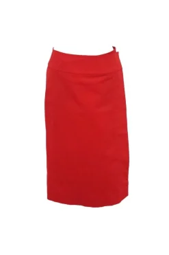 Donna Karan - Red Cotton Blend Wrap Pencil Skirt Sz S