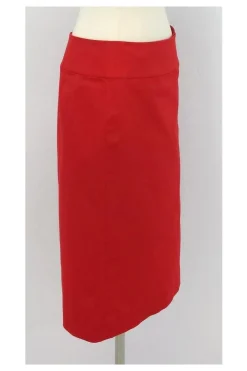 Donna Karan - Red Cotton Blend Wrap Pencil Skirt Sz S
