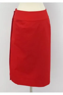 Donna Karan - Red Cotton Blend Wrap Pencil Skirt Sz S
