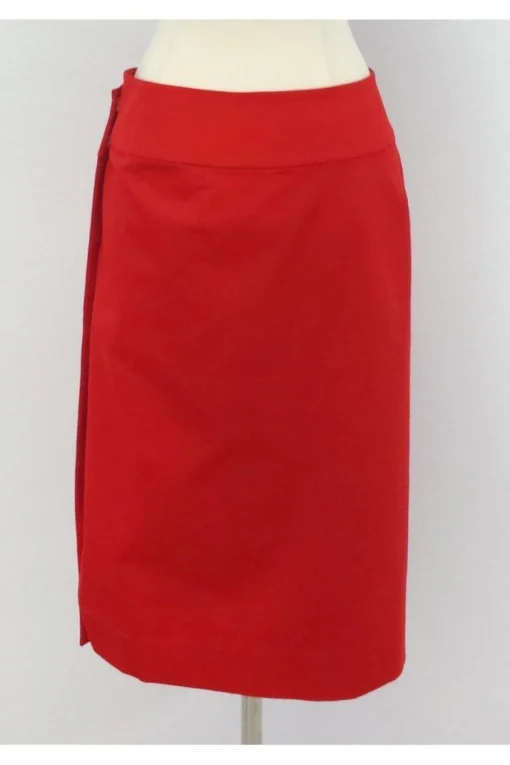 Donna Karan - Red Cotton Blend Wrap Pencil Skirt Sz S