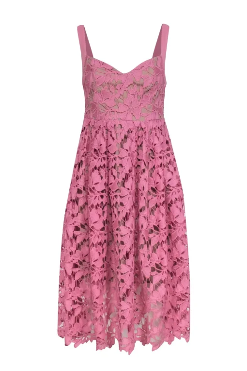 Donna Morgan - Pink Embroidered Lace Sleeveless Midi Dress Sz 6