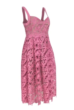 Donna Morgan - Pink Embroidered Lace Sleeveless Midi Dress Sz 6