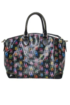 Dooney & Bourke - Black w/ Rainbow Monogram Print Satchel