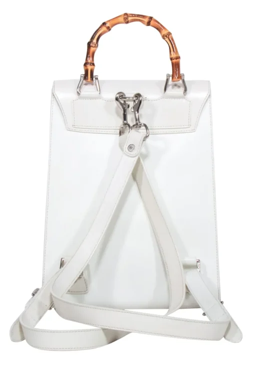 Dooney & Bourke - White Backpack w/ Bamboo Handle