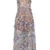 Dress the Population - Tan Sleeveless w/ 3D Flowers 'Sidney Gown' Maxi Dress Sz S