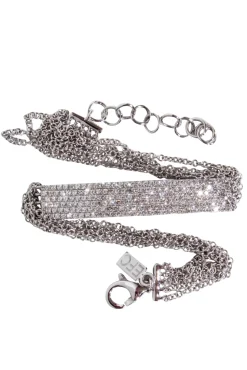 EF Collection - 14K White Gold Diamond Jumbo BAR MULTI CHAIN BRACELET