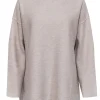 Eileen Fisher - Beige Textured Funnel Neck Wool Sweater Sz L