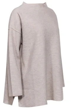Eileen Fisher - Beige Textured Funnel Neck Wool Sweater Sz L