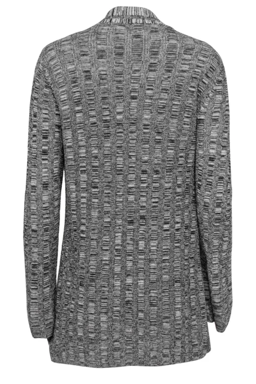 Eileen Fisher - Black & Grey Blend Open Knit Cardigan Sz S