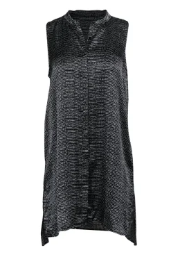 Eileen Fisher - Black Polka Dot Silk Shift Dress Sz S