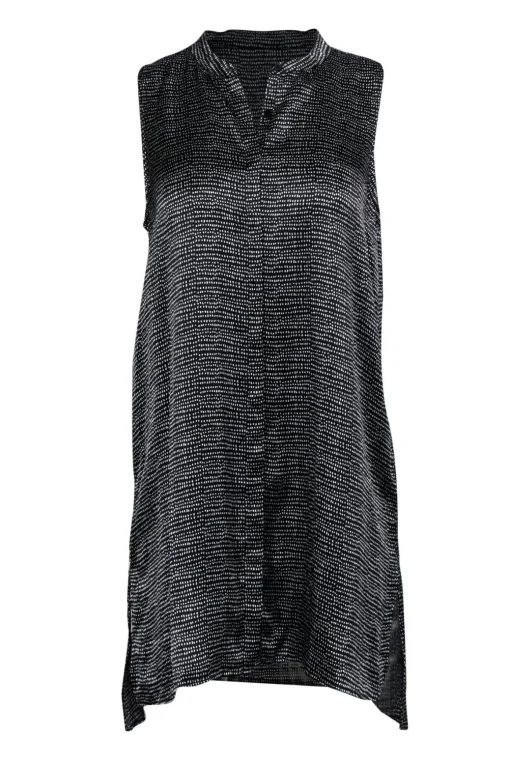 Eileen Fisher - Black Polka Dot Silk Shift Dress Sz S