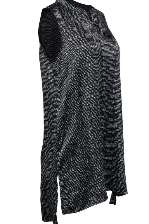 Eileen Fisher - Black Polka Dot Silk Shift Dress Sz S