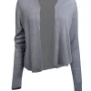 Eileen Fisher - Grey Organic Linen & Cotton Blend Open Front Cardigan Sz S