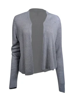 Eileen Fisher - Grey Organic Linen & Cotton Blend Open Front Cardigan Sz S