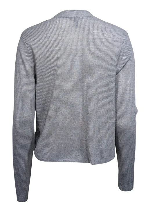 Eileen Fisher - Grey Organic Linen & Cotton Blend Open Front Cardigan Sz S