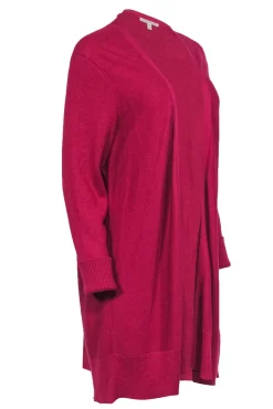Eileen Fisher - Magenta Cotton Longline Cardigan Sz XL