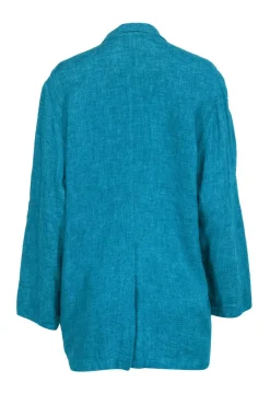 Eileen Fisher - Teal Linen Blend Blazer with Single Button & Pockets Sz XL