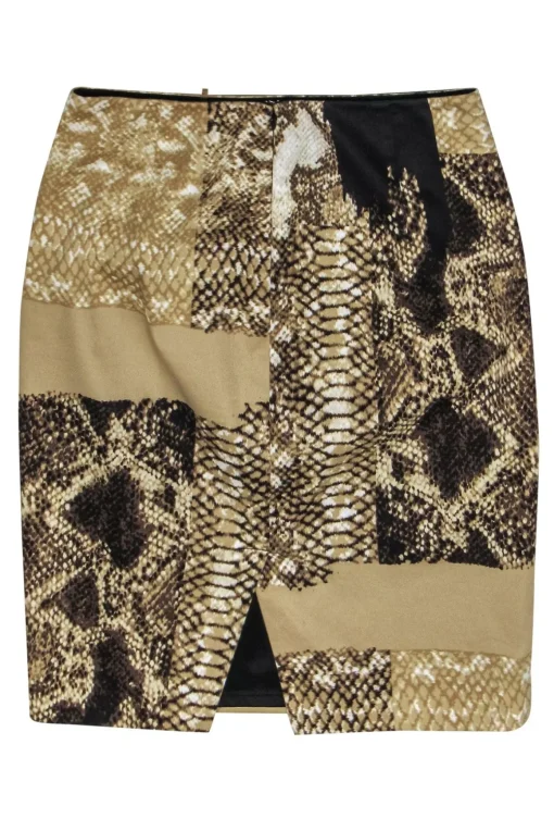 Elie Tahari - Beige & Brown Python Printed Pencil Skirt Sz 2