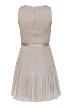 Elie Tahari - Beige Accordion Printed Silk A-Line Dress w/ Cutouts Sz 2