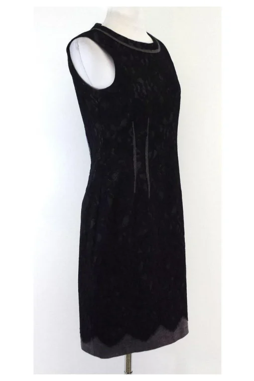 Elie Tahari - Black & Grey Lace Overlay Sleeveless Dress Sz 4