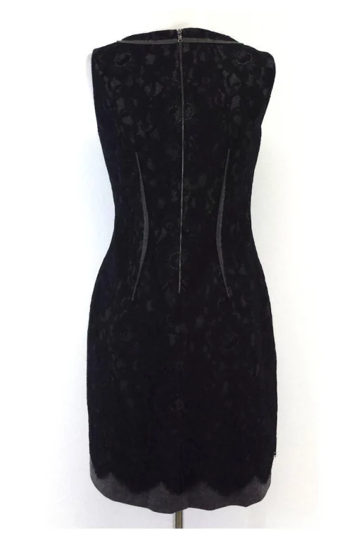 Elie Tahari - Black & Grey Lace Overlay Sleeveless Dress Sz 4