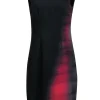 Elie Tahari - Black & Red Ombre Printed Sleeveless Sheath Dress Sz 8