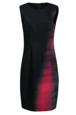 Elie Tahari - Black & Red Ombre Printed Sleeveless Sheath Dress Sz 8