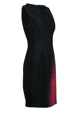 Elie Tahari - Black & Red Ombre Printed Sleeveless Sheath Dress Sz 8