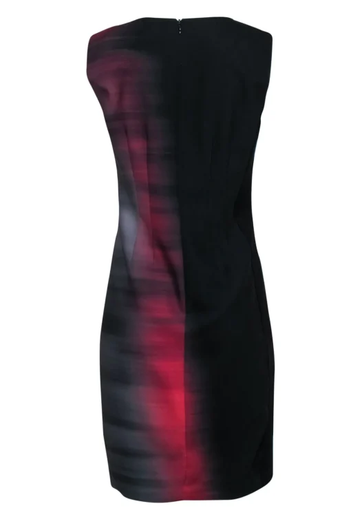 Elie Tahari - Black & Red Ombre Printed Sleeveless Sheath Dress Sz 8