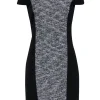 Elie Tahari - Black & White Textured Panel Design w/ Mesh Sleeve Dress Sz 6