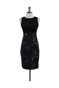 Elie Tahari - Black Jacquard Sleeveless Dress Sz 2