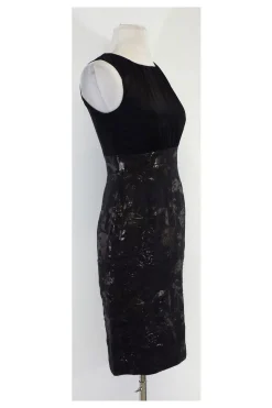 Elie Tahari - Black Jacquard Sleeveless Dress Sz 2