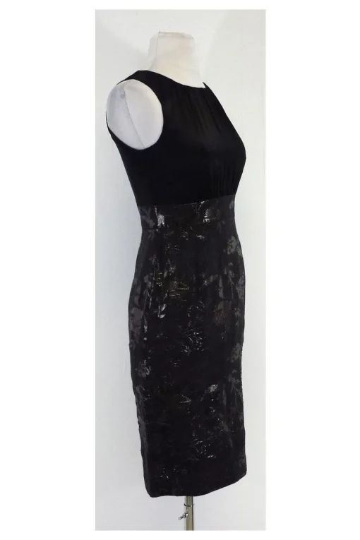 Elie Tahari - Black Jacquard Sleeveless Dress Sz 2