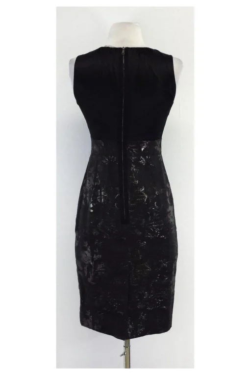 Elie Tahari - Black Jacquard Sleeveless Dress Sz 2
