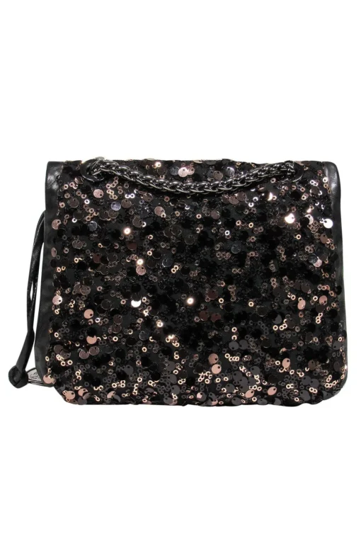 Elie Tahari - Black Leather Crossbody w/ Brown Sequins
