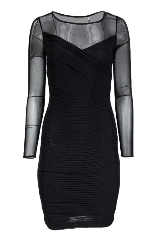 Elie Tahari - Black Pintucked Bodycon Dress Sz 2