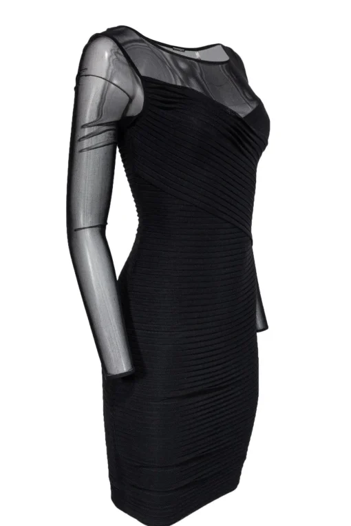 Elie Tahari - Black Pintucked Bodycon Dress Sz 2