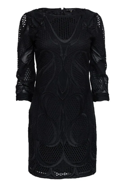 Elie Tahari - Black Silk & Cotton Eyelet Dress Sz 2