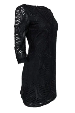 Elie Tahari - Black Silk & Cotton Eyelet Dress Sz 2
