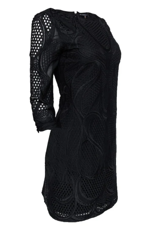 Elie Tahari - Black Silk & Cotton Eyelet Dress Sz 2