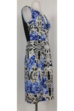 Elie Tahari - Blue & White Lace Print Dress Sz 8