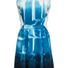 Elie Tahari - Blue Ombre Swirl Printed A-Line Dress Sz 10
